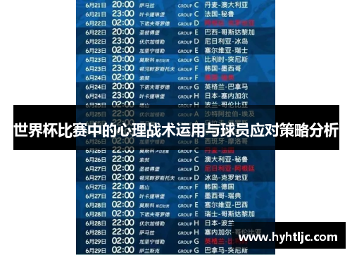 世界杯比赛中的心理战术运用与球员应对策略分析